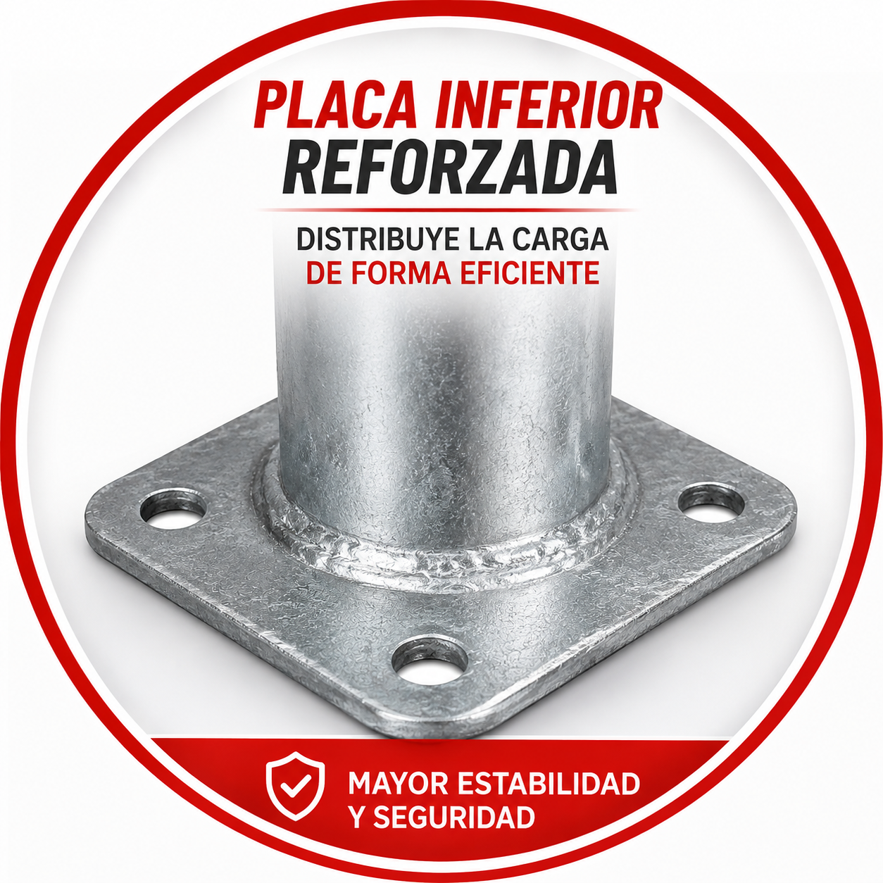 Placa inferior reforzada para distribuir la carga