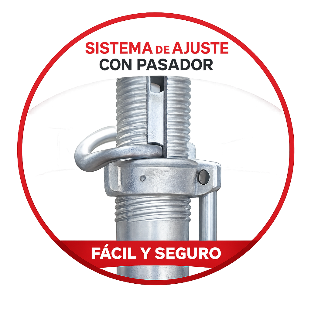 Sistema de ajuste con rosca y pasador de seguridad
